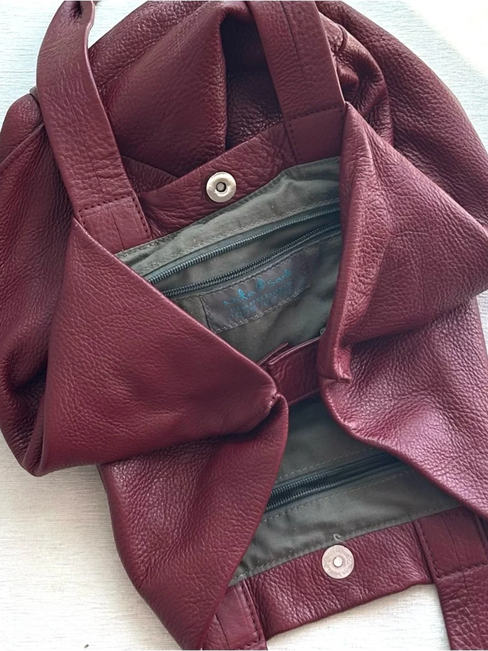 Neta Sade Hobo Bag Purse Red Pebbled Leather Large Tote Handbag Designer